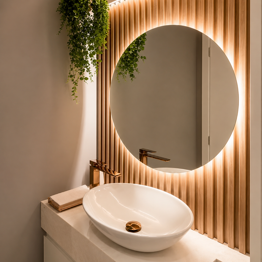 ESPELHO COM LED DECORATIVO VIDRO LAPIDADO