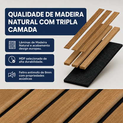 PAINEL RIPADO ACÚSTICO MADEIRA NATURAL - 240x60cm