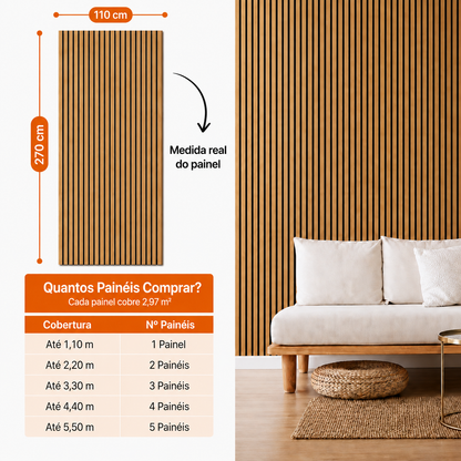 PAINEL RIPADO ACÚSTICO MADEIRA NATURAL - 240x60cm